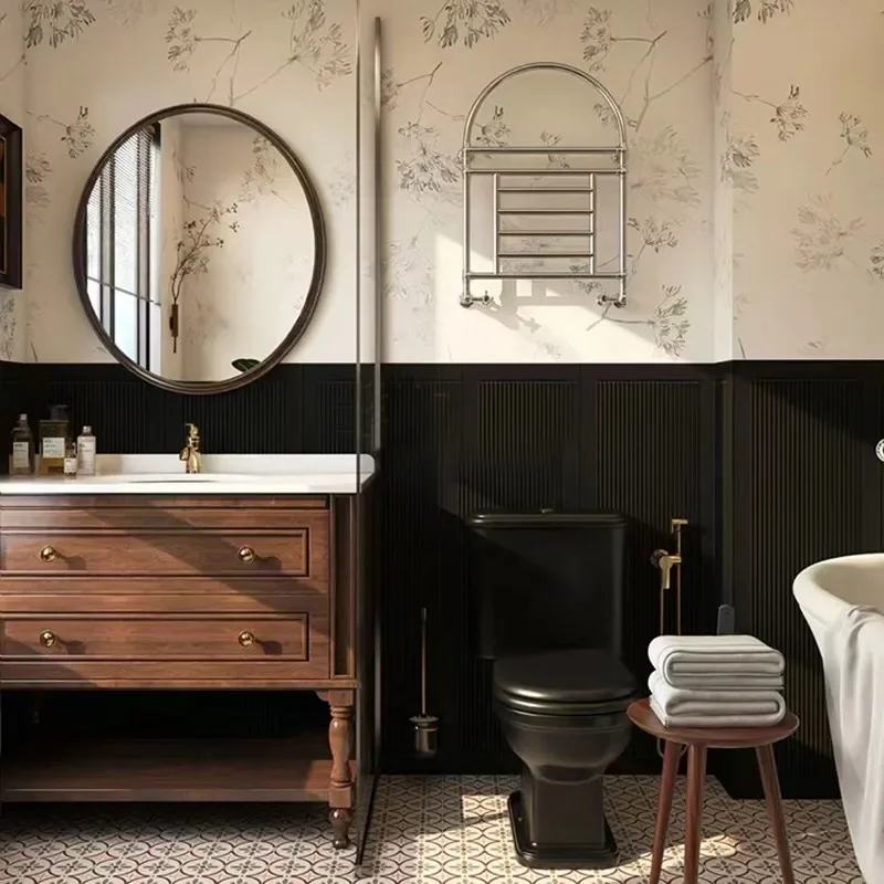 French retro bathroom cabinet combination floor-to-ceiling bathroom cabinet toilet American sink basin cabinet new Chinese