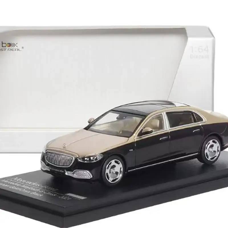 

Maybach S-Class Black and gold double 1/64 die-cast alloy model, children's collection of decorative toys, children's gifts.