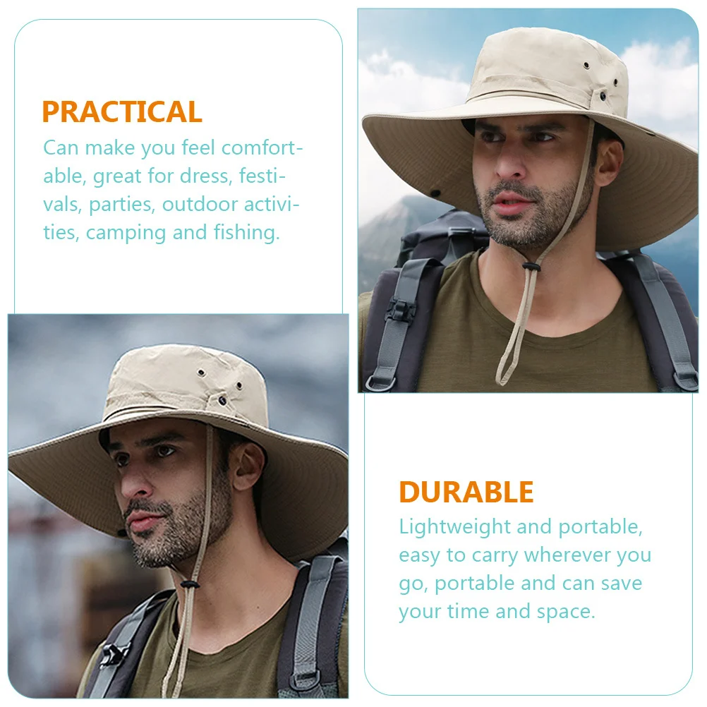 قبعة صيفية للحماية من الشمس للرجال خفيفة الوزن بحافة واسعة وصيد الأسماك والمشي لمسافات طويلة والتخييم دلو قبعة شمس Boonie للسفر #1