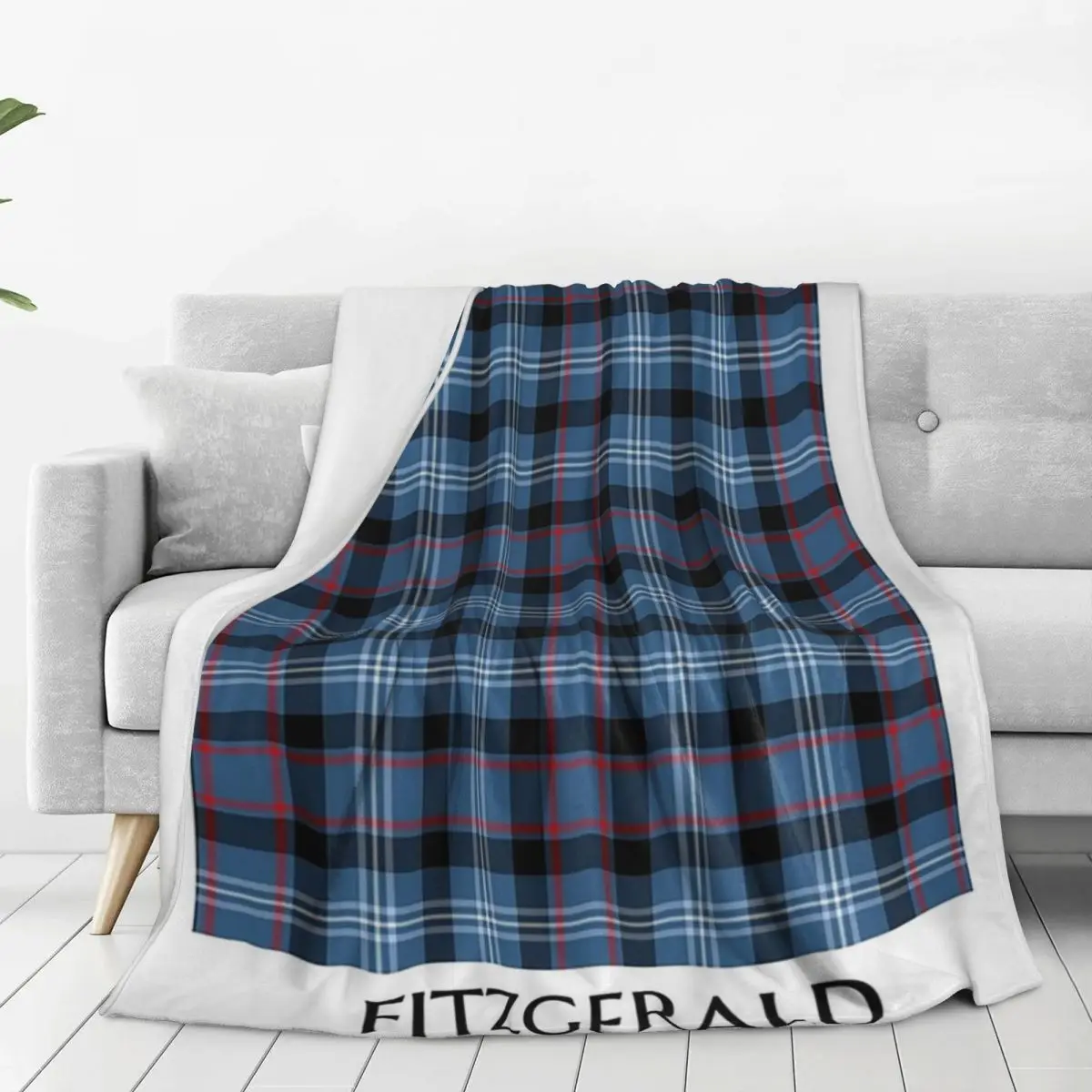 Fitzgerald Tartan Pattern Blue Irish Plaid Blankets Fleece Multi-function Sofa Throw Blankets For Home Travel Throws Bedspread