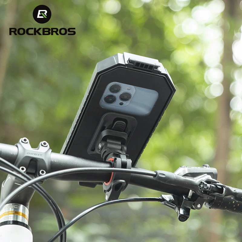 ROCKBROS Phone Holder for Bike or Motocycels Automatic Locking Anti-Shock Bicycle Mobile Phone Holder Thickened Non-Slip Bracket