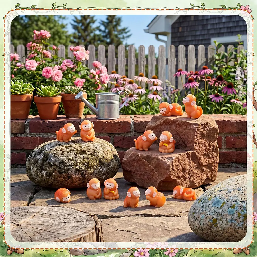 5/10 Pcs Mini Resin Monkey Figurines Small Ornament Tiny Animals Crafts for  Landscape Garden Desktop Birthday Party