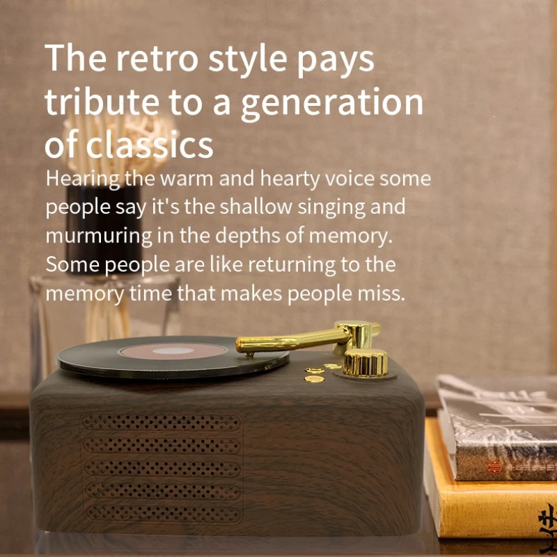 Creative Wood Grain Nostalgic Atomic Vinyl Subwoofer Caixa De Som Retro Portable High-quality Bluetooth Mini Speaker Supports TF