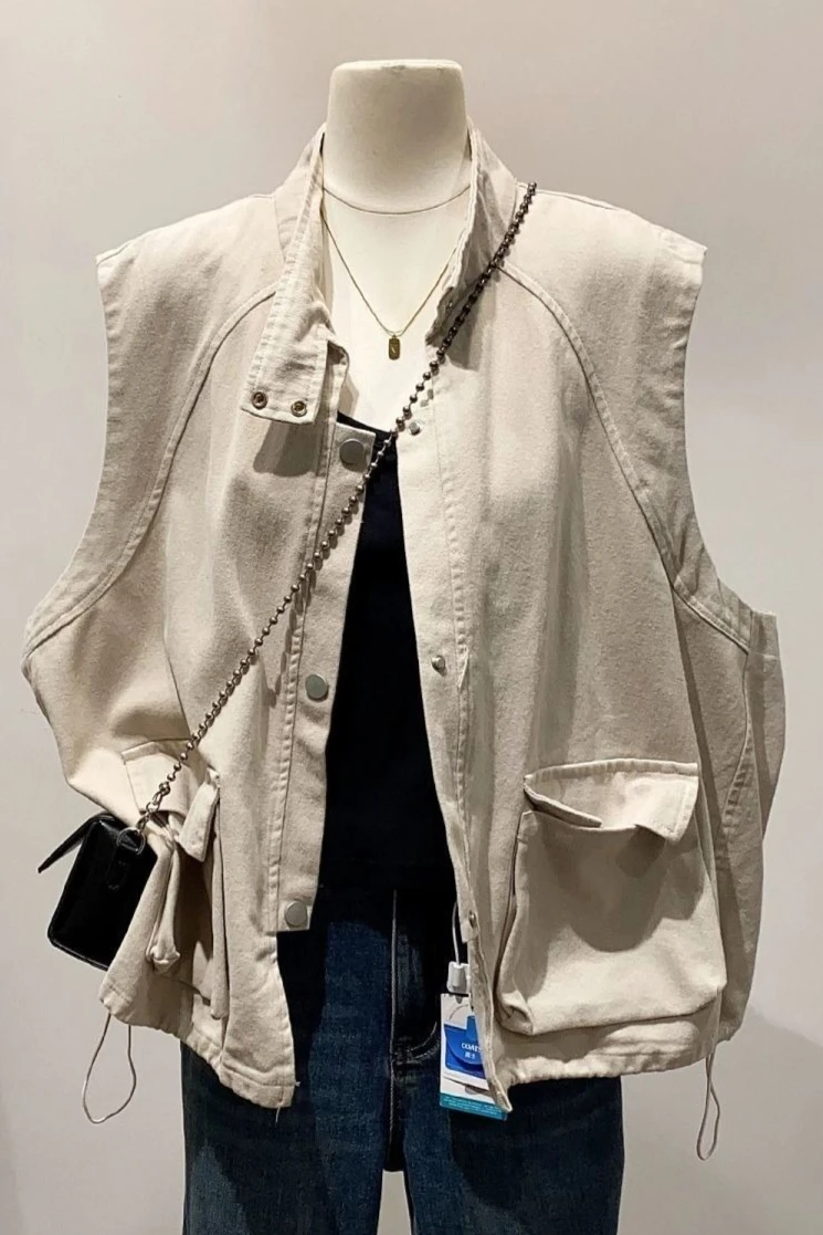 

Spring and Summer New Women's Vest Commuting Oversized Stand Collar Workwear Vest