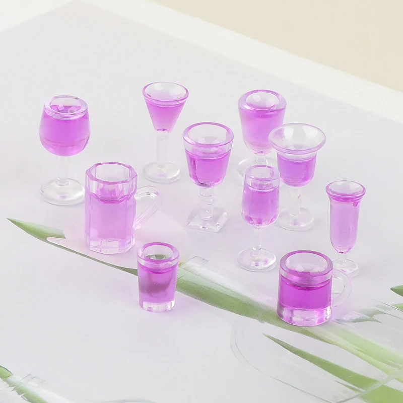 10Pcs Miniature Wine Cup Beer Mug Wine Bottle Resin Model Dollhouse For Furniture House Decor Toy