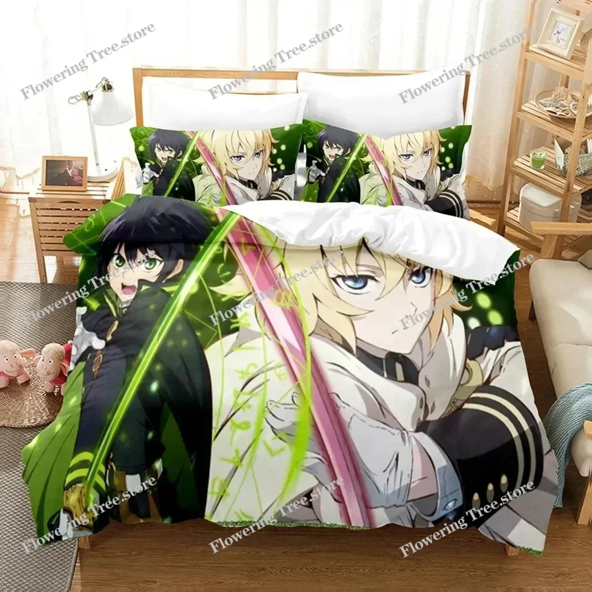 

Anime Seraph of the End Mikaela Bedding Set Boys Girls Twin Queen Size Duvet Cover Pillowcase Bed Boys Adult Home Textileextile