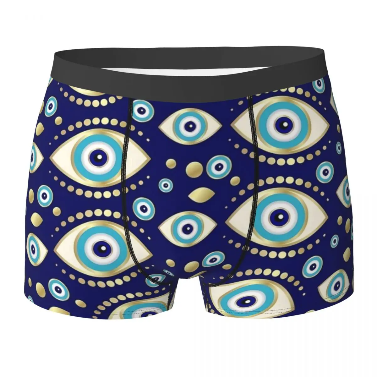 Evil Eye Charm Underwear Blue Eyes Print Male Panties Design Classic Trunk Hot Boxer Brief Big Size 2XL