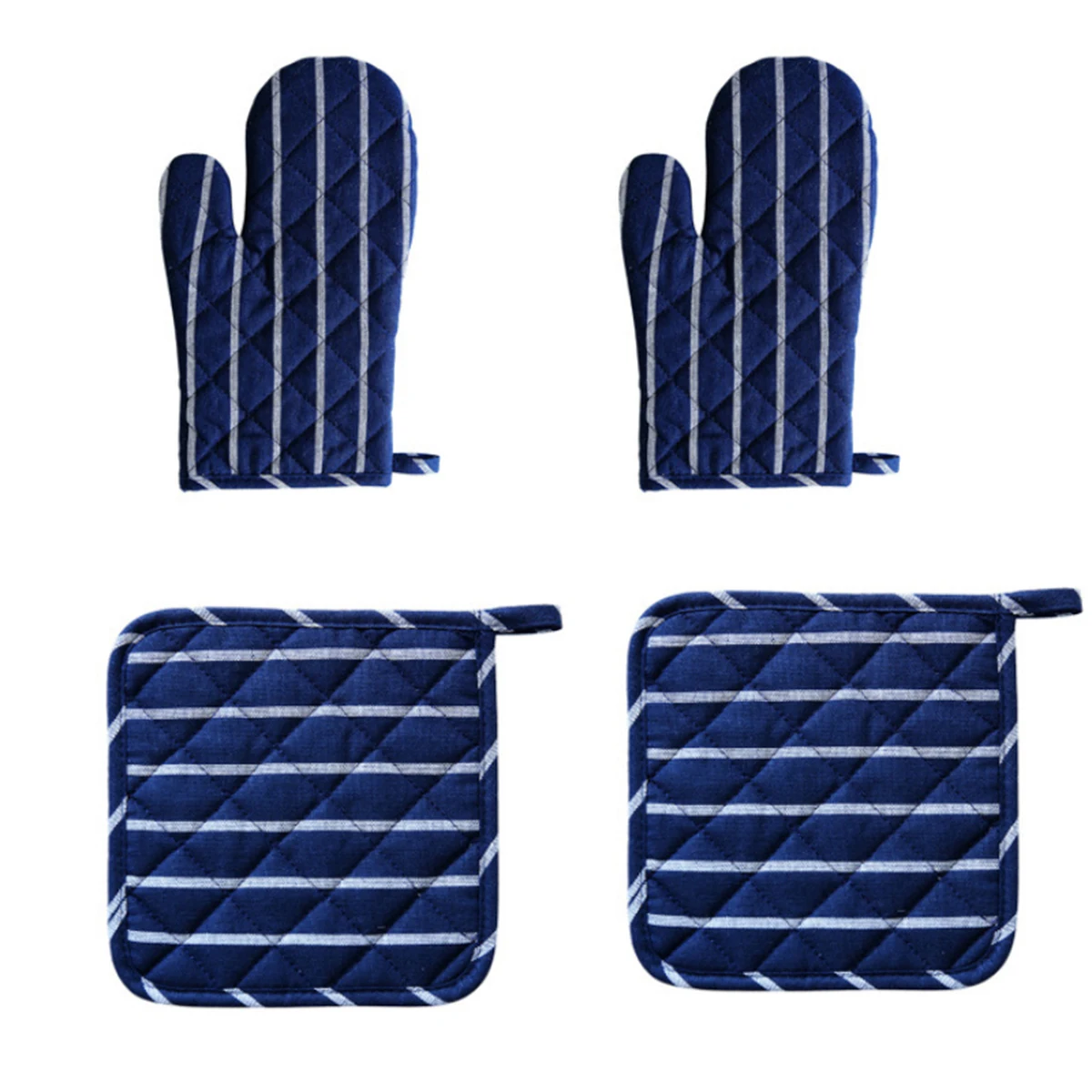 

Insulation Gloves Heat Resistant Oven Mitts Kitchen Blue Non Slip One Size Fits Hanging Rope Storage Cake Shop Bakery