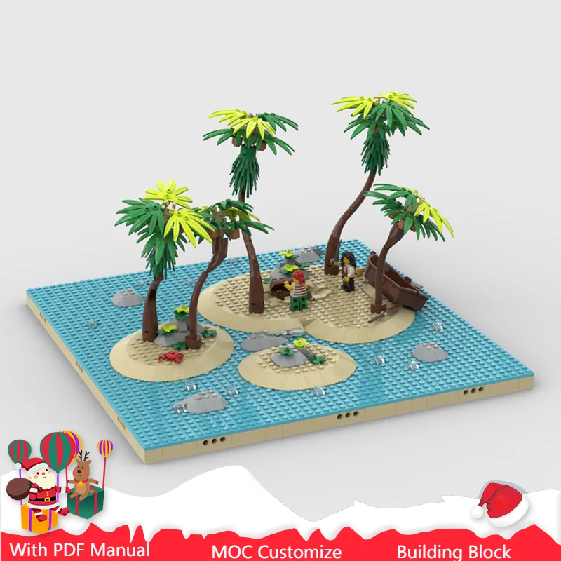 

522 Parts Deserted Island Diorama Model MOC Custom Building Bricks Creative Assembly Bricks Toys For Boys Girls Christmas Gifts