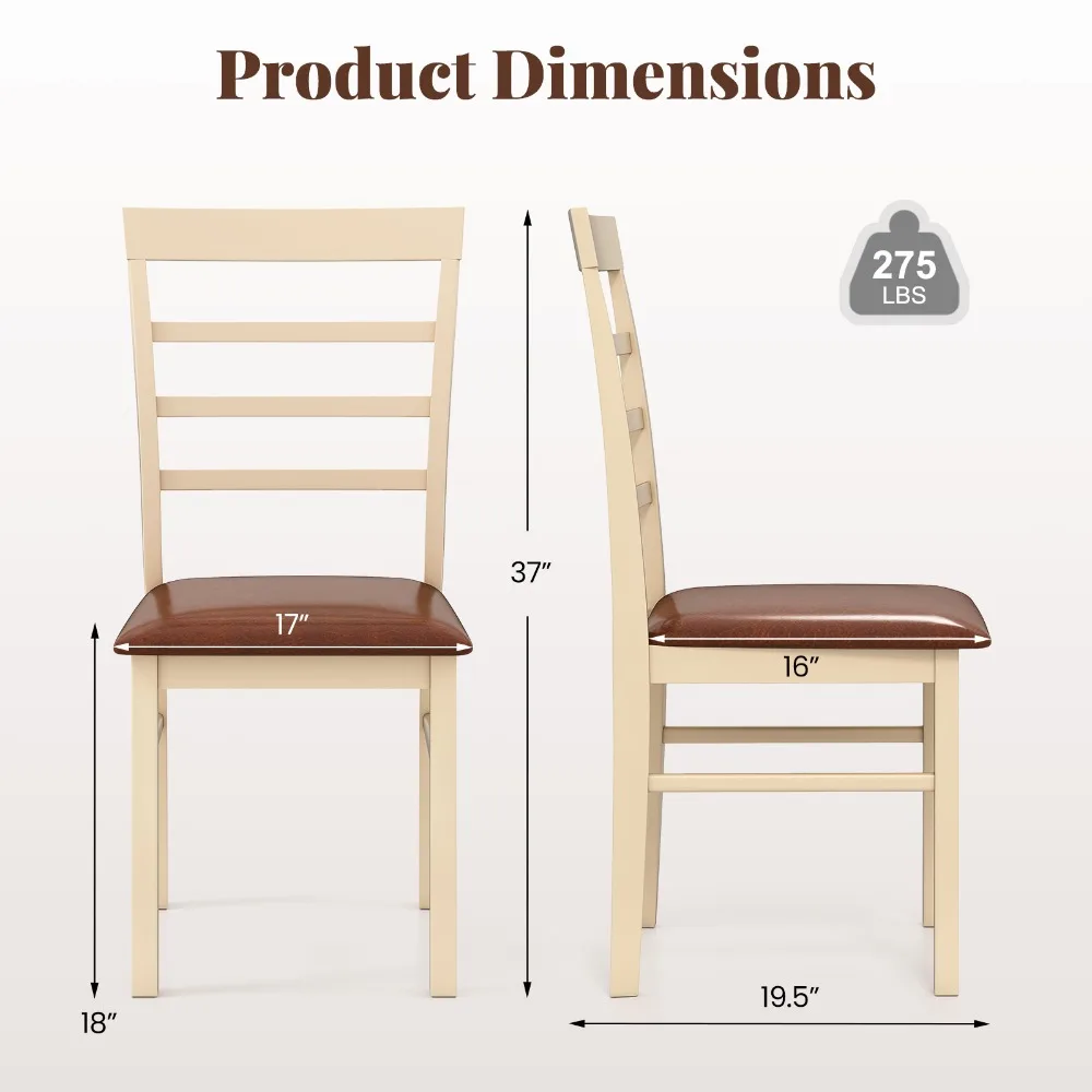 

Wooden Dining Chairs Set of 2, Armless Side Chairs w/Backrest, Solid Rubber Wood Frame, Farmhouse Upholstered Kitchen Chairs