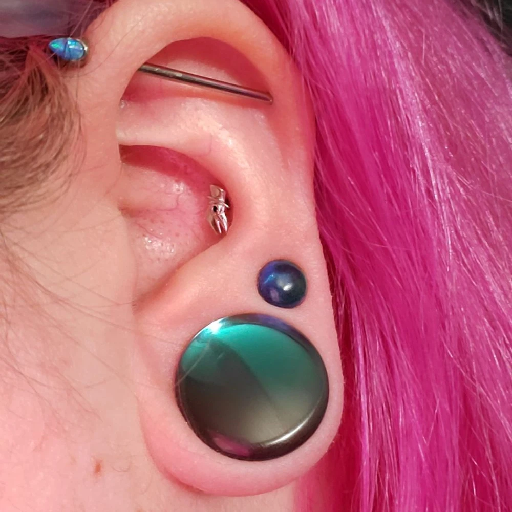Natural Glass Double Flared Ear Plugs Piercing Gauge Earring Round Ear Tunnel Expander Weight Piercing Jewelry For Women & Man
