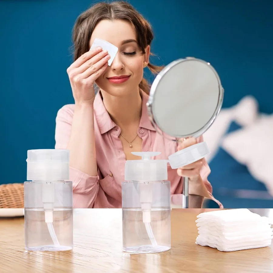 Dispensador transparente de prensa vacía recargable de 100ml, contenedor de líquido, bomba, removedor de botellas, limpiador, esmalte, maquillaje, herramientas de manicura, accesorio