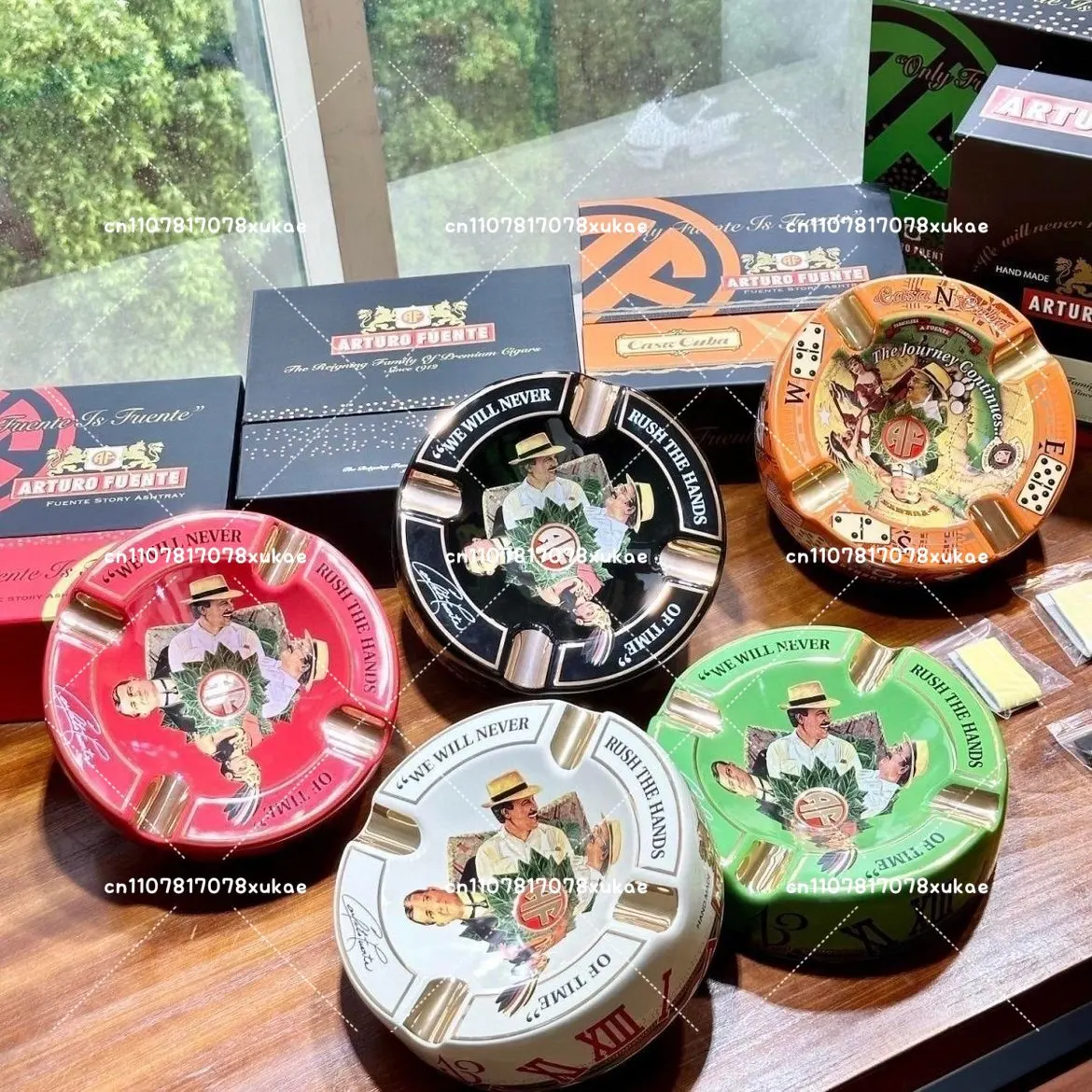 Ceramic Cigar Ashtray with 4 Slots Ash Tray Luxury Round Creative Home Decoration Smoking Accessories for Smoker's Gift CG-24I1 view 5