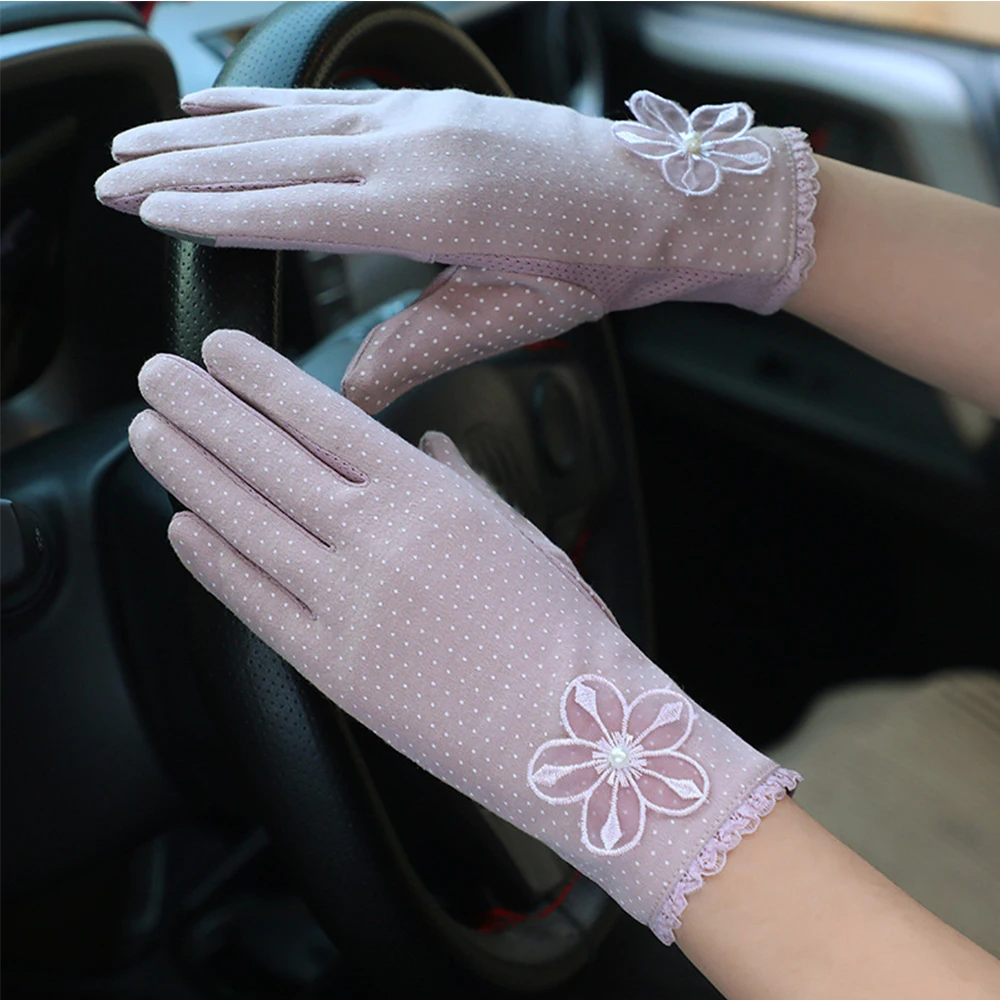 

Thin Fashion Non-Slip Ice Silk Breathable Cotton Driving Gloves Touch Screen Mittens Sunscreen Gloves