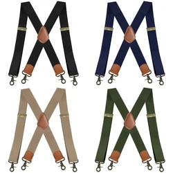 Vintage Suspenders for Men Heavy Duty Big and Tall X-Back 4 Snap Hooks Adjustable Elastic Trouser Braces, Gift for Dad Husband
