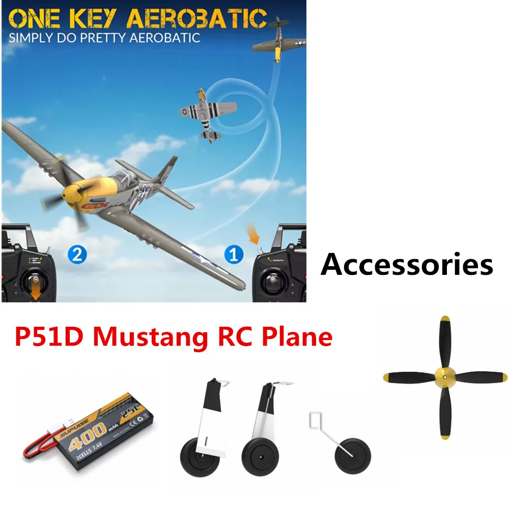 P51d Mustang Fighter modelo accesorios batería 7,4 v 400mAh/hoja de hélice/traje de aterrizaje/uso para piezas de avión P51D RC 76802