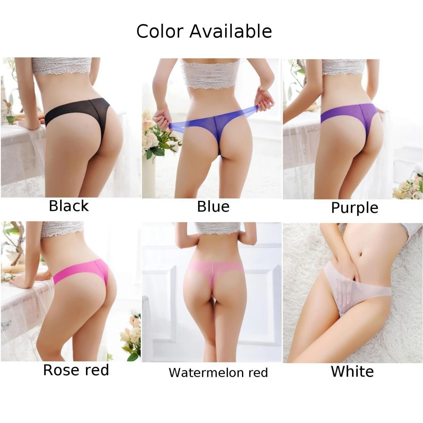 Women Ultra-Thin Transparent Thongs Sexy T-Back Low-Rise Elasticity Breathable Skin-Friendly Seamless G-String  Hot Sale Panties