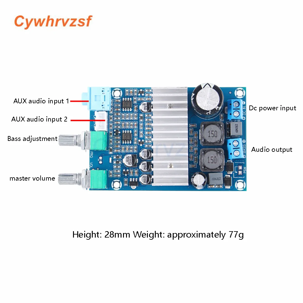 TPA3116 Subwoofer Amplifier Digital Audio Board Mono Power Amp Sound Amplifier 100W Bass AUX For Passive Speaker