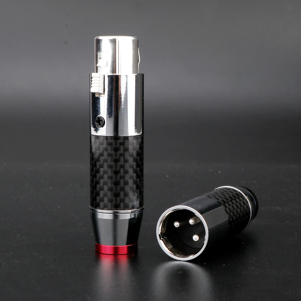 Hallo-end XLR Stecker Silber Überzogene Carbon Faser Audio XLR Stecker Weibliche Stecker Für 11mm DIY Interconnect kabel – Detail 2