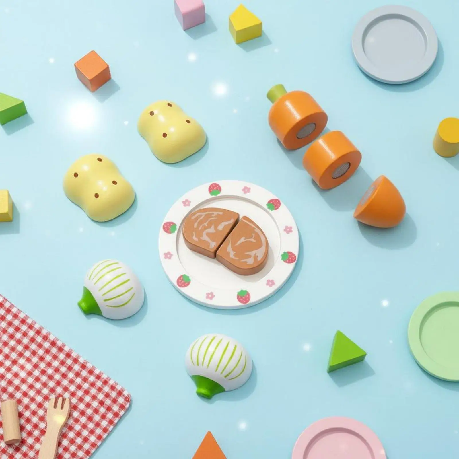 Kids Wooden Toy Food Set Simulated Ice Cream Cones Popsicles Hot Dogs for Toddlers Pretend Play Kitchen Montessori Learning Toys