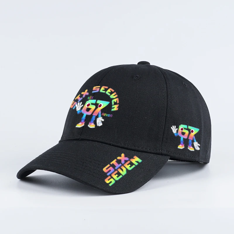 SIX SEVEN Gorra de béisbol con visera suave y estampado de robot de dibujos animados Rainbow Gradient 67, perfecta para acampar, pescar, ir de compras y viajar
