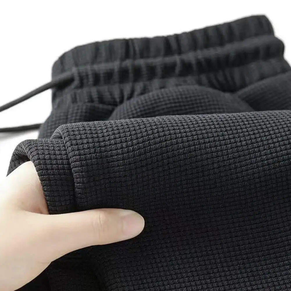 Elastic Waistband Trousers Men's Loose Straight Drawstring Sweatpants with Elastic Waist Pockets Breathable Soft for Daily