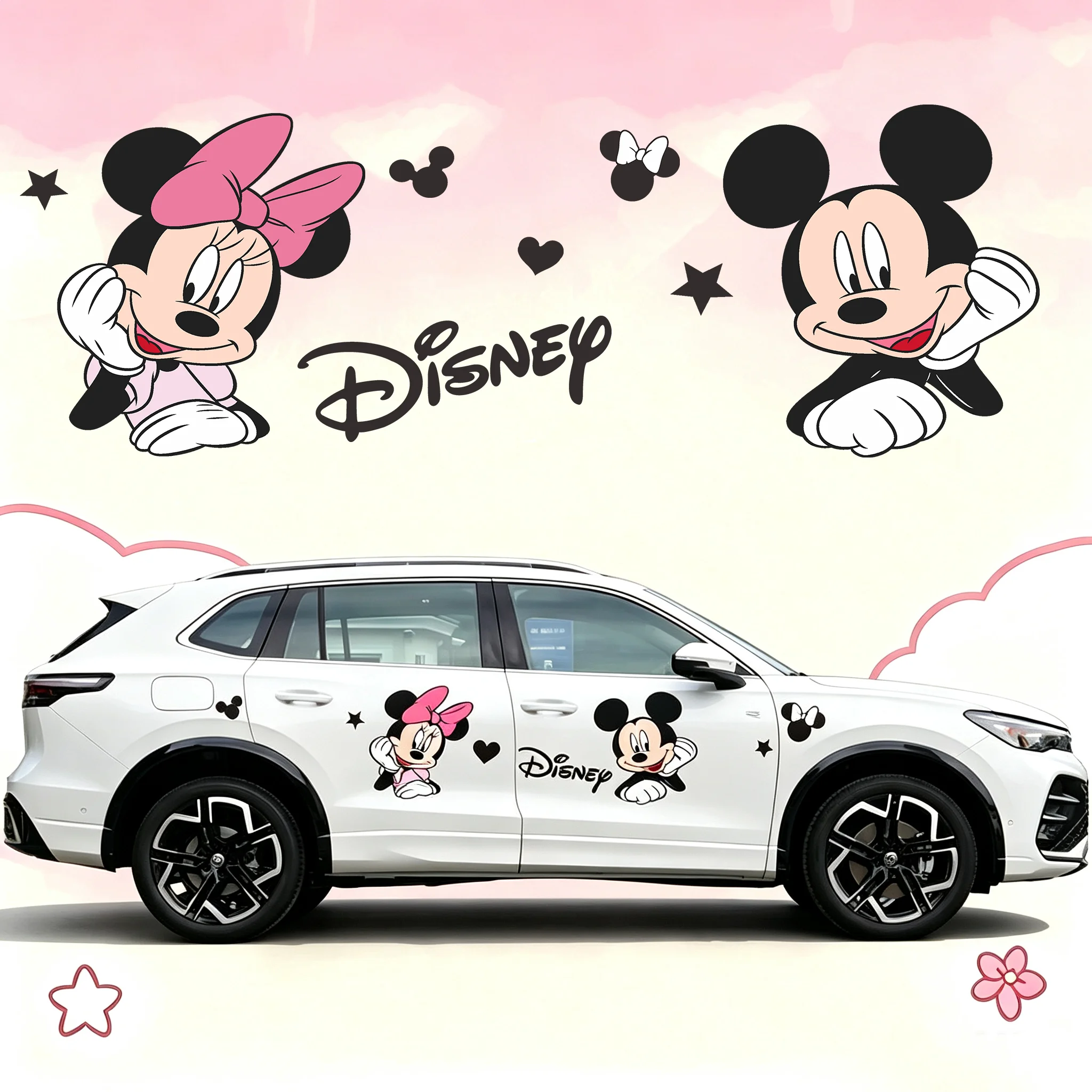 

For Volkswagen Golf Disney Mickey Mouse Full Car Body Side Sticker Racing Vinyl Decal Full Color Self-adhesive Auto Decor
