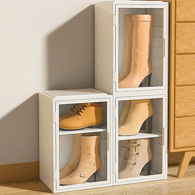 Nordic Transparent Shoe Cabinet, Fashionable Storage Boots Box, Stylish Footwear Display Rack, Elegant Footwear Case 119d