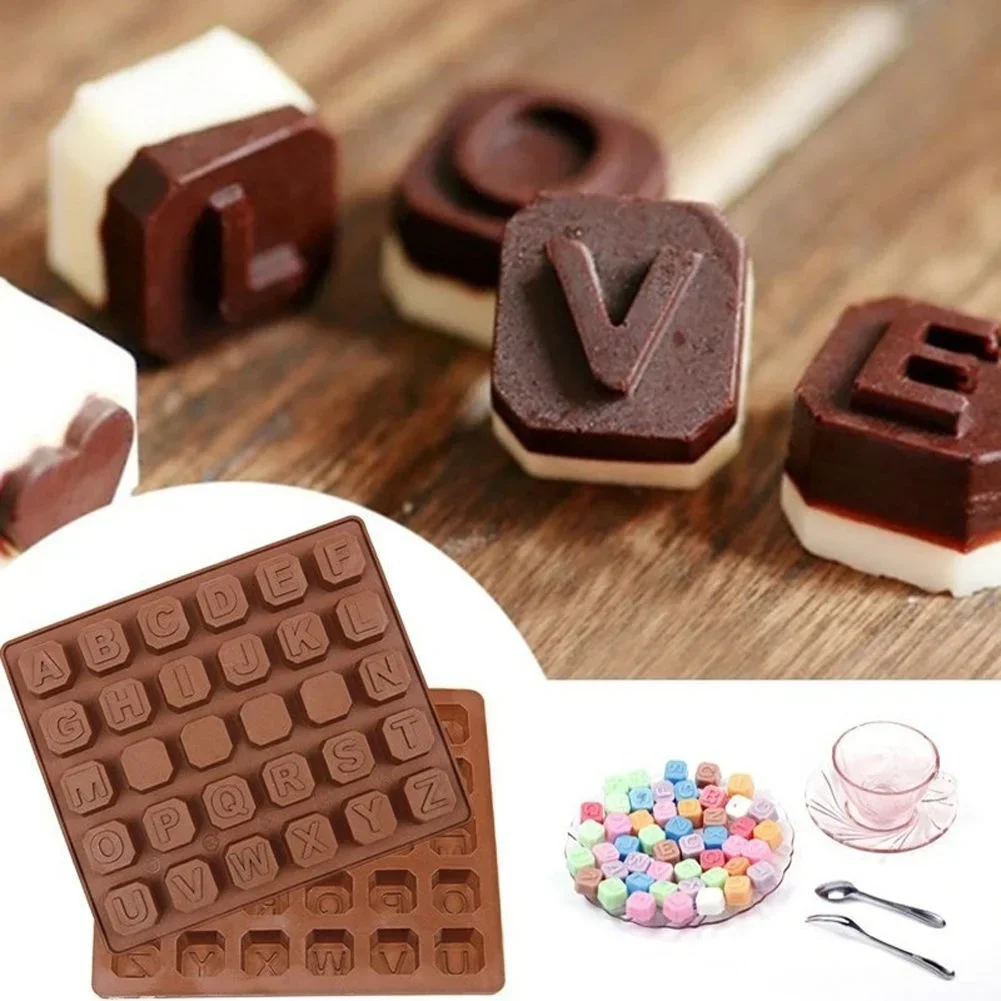 New 30 Letter Grid Blank Grid Baking Silicone Mold Cake Gummy Chocolate Soap Ice Mold Christmas Party Mold Kitchen Supply