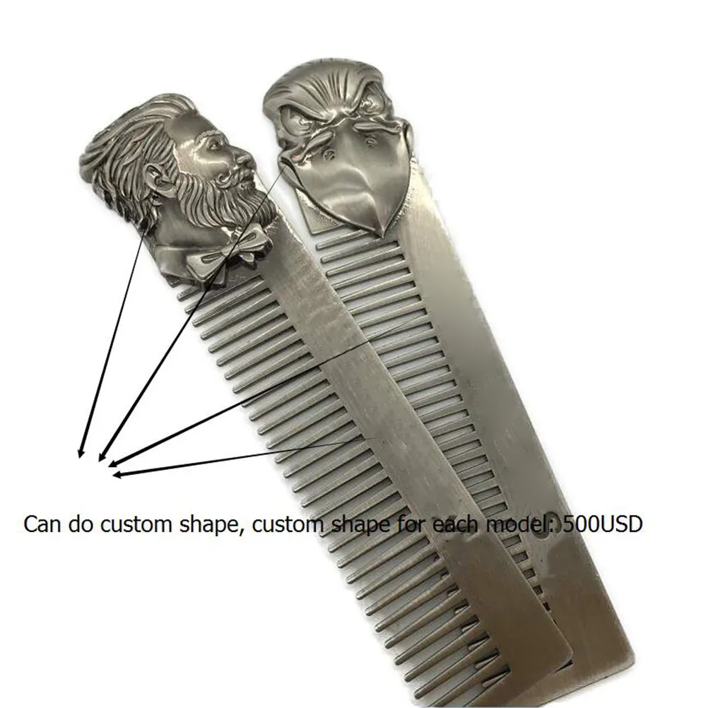 1Pcs Solid Stainless Steel Beard Comb Men's Grooming Essential 2 in 1 Beard Hair Styler No Fade No Knot Scalp Safe Mustache Comb