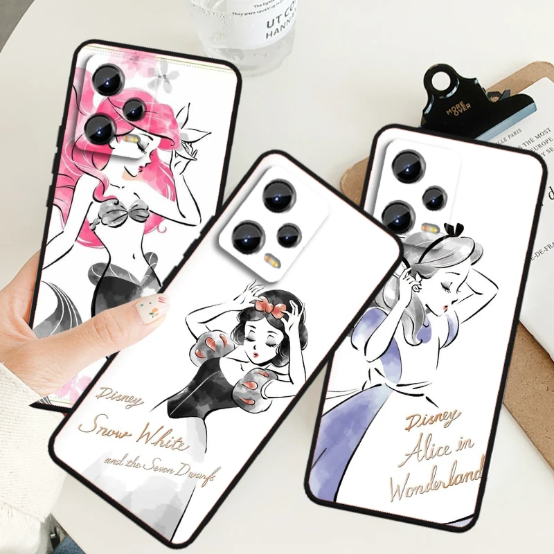 

Illustrator Princess Paradise For Xiaomi Redmi Note 13 12R 12 12S Turbo 11 11T 11S 10 10S Pro Plus 5G Black Back Phone Case