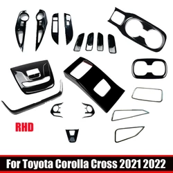 RHD For Toyota Corolla Cross 2020 2021 2022 ABS black interior accessories Window Switch Button Cover Water Cup Holder Sticker