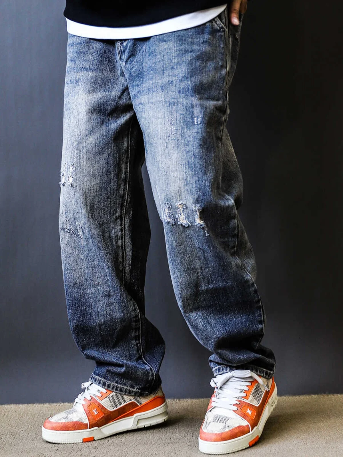 

Waed Vintage Jeans Men's Loose Straight Leg Long Trousers Trendy Casual Workwear Modern Sle Autumn Season Youth Faion