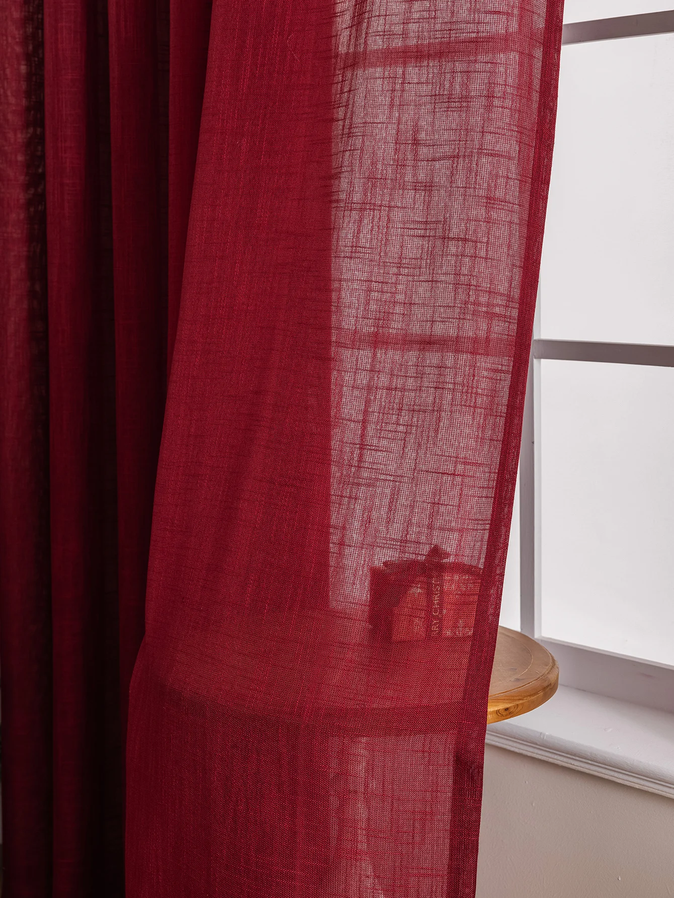 ستائر كتان حمراء لغرفة المعيشة - مراجعة Linen Curtain Eyelet وسعره