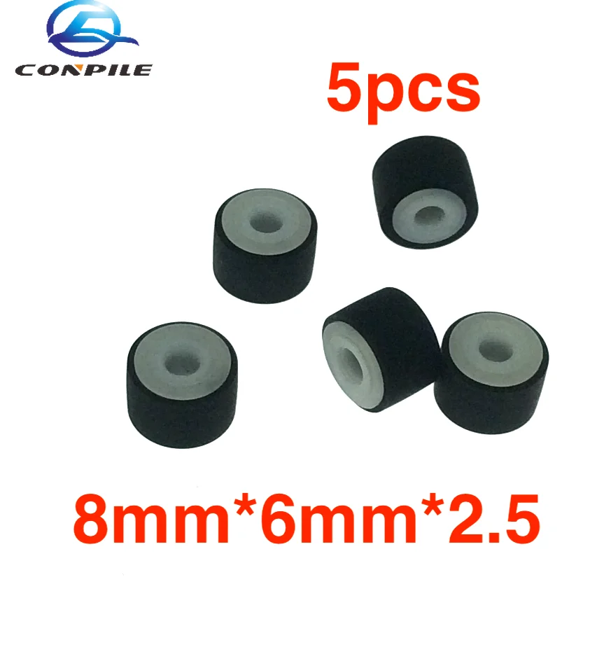 

5pcs 8mm*6mm*2.5 wheel belt pulley rubber audio pinch roller for vintage cassette deck tape recorder Stereo player