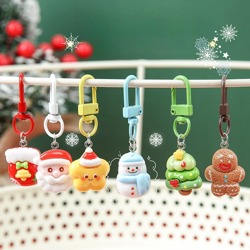 New Creative 3D Pvc Soft Glue Christmas Snowman Christmas Tree Elk Keychain Bag Accessories Perfect For Holiday Decor And Gift