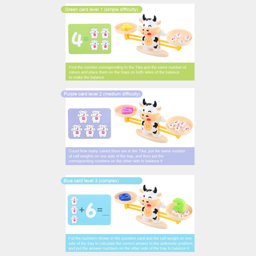 Fun Math Toys Cow Digital Math Balance Scale Toys Kid Educational Game