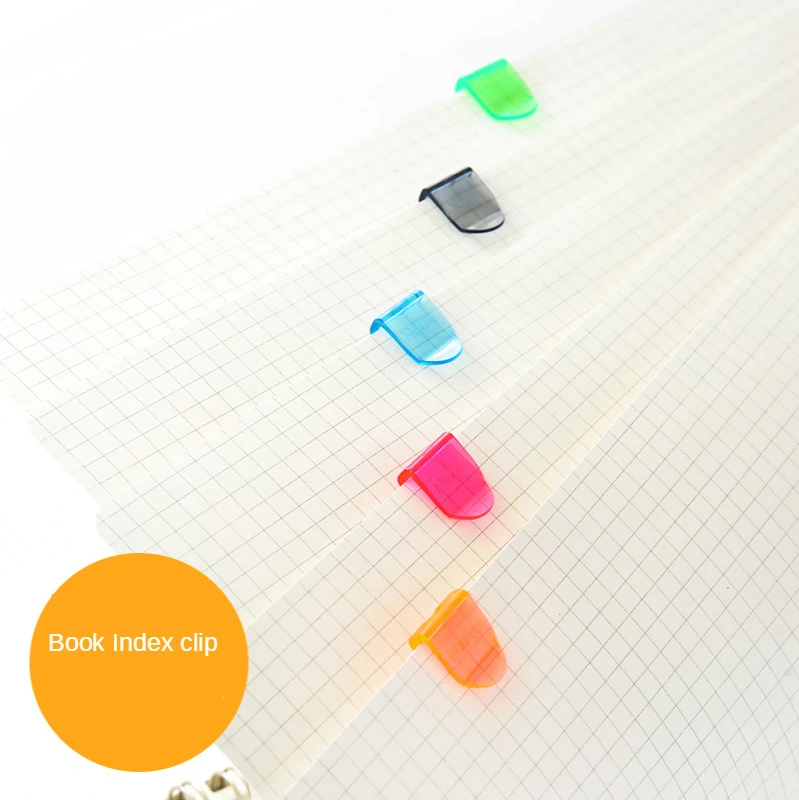 20pcs Colorful Notebooks Memo Clip Label Clip Folder Transparent Plastic Paper Holder Bookmarker Decor Fixed Office Stationery