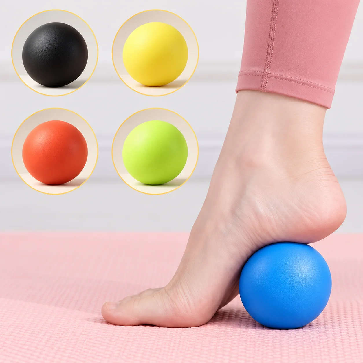 Silicone Massage Ball 63mm Solid Lacrosse Ball Deep Tissue Trigger Point Muscle Relief Yoga Pilates Back Foot Body Massager