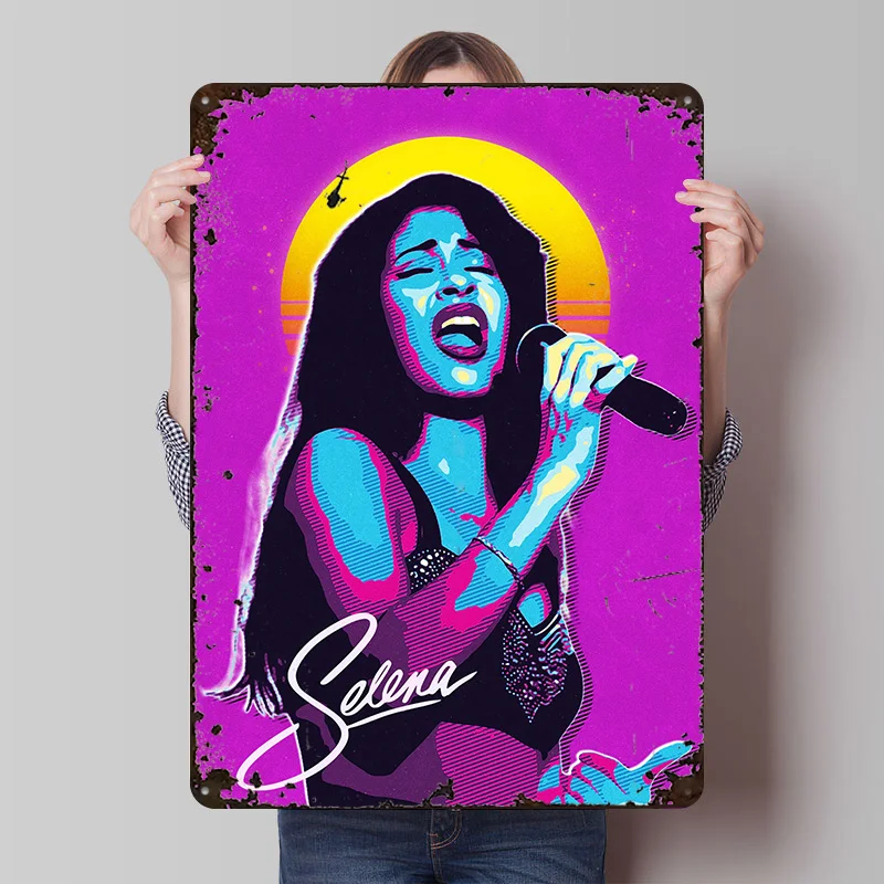 Selena Quintanilla Retro Printed Poster Customized Wall Art Retro Vintage Metal Tin Signs for Room Bedroom Decoration Garage