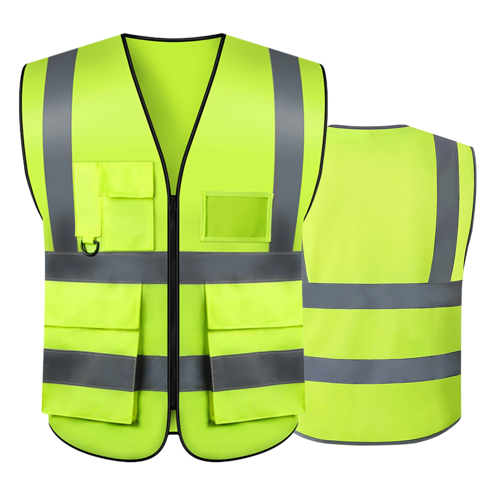 Reflective Safety Vest, High Visibility Reflective Vest with 5 Pockets Front for Men/Women, Meets ANSI/ISEA Standards