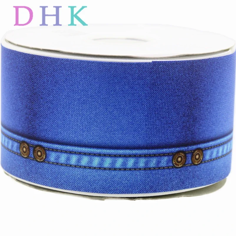 DHK 3'' 10yards jean printed grosgrain Ribbon Accessory hairbow headwear decoration Wholesale OEM B1647