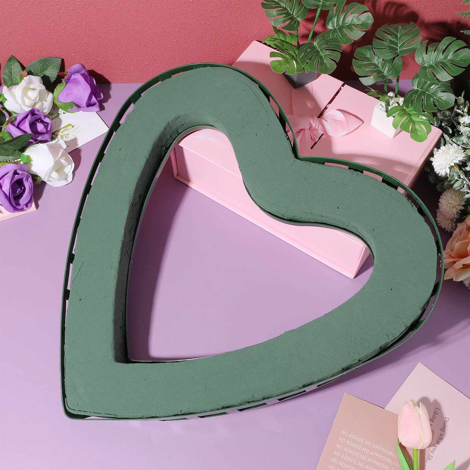 Wedding Car Heart Frame Flower Supply Plastic Stand Stick Holder Heart-shaped Suckers Floral Table Rack