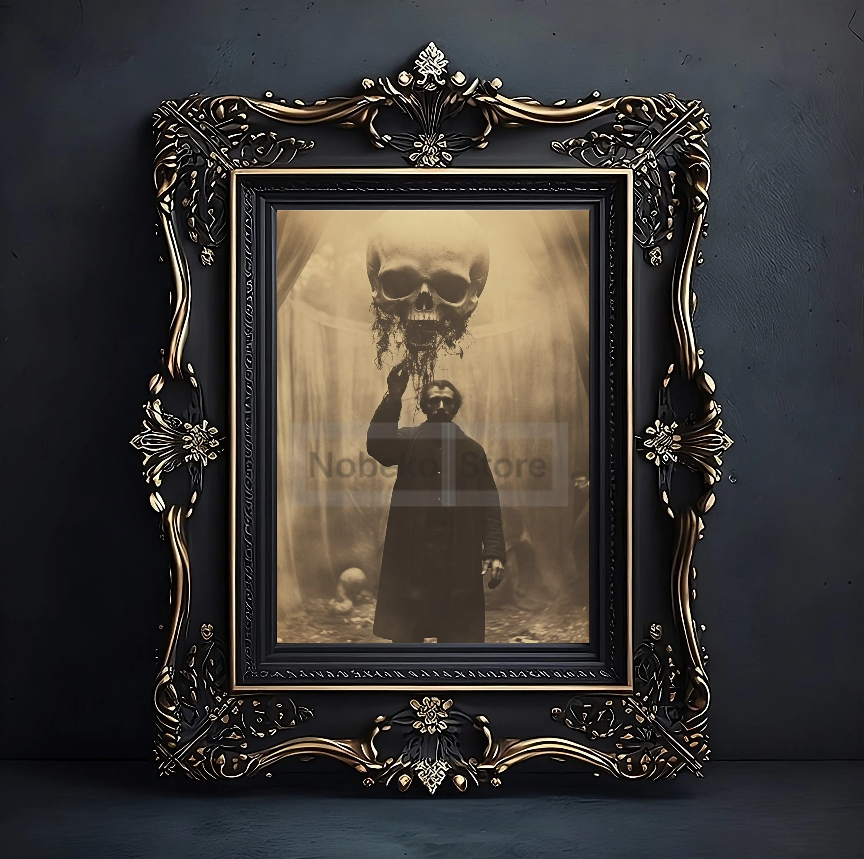 Retro Old Photos Gothic Horror Portrait Poster Dark Art Wall Vintage Poster and Prints Canvas Painting Pictures Home Room Decor