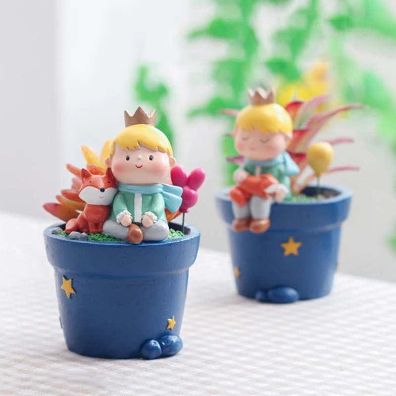 Cute Boys Shape Resin Flowerpot Decorative Succulent Flower Pot Garden Planting Pot Desktop Ornaments Tabletop Garden Planter