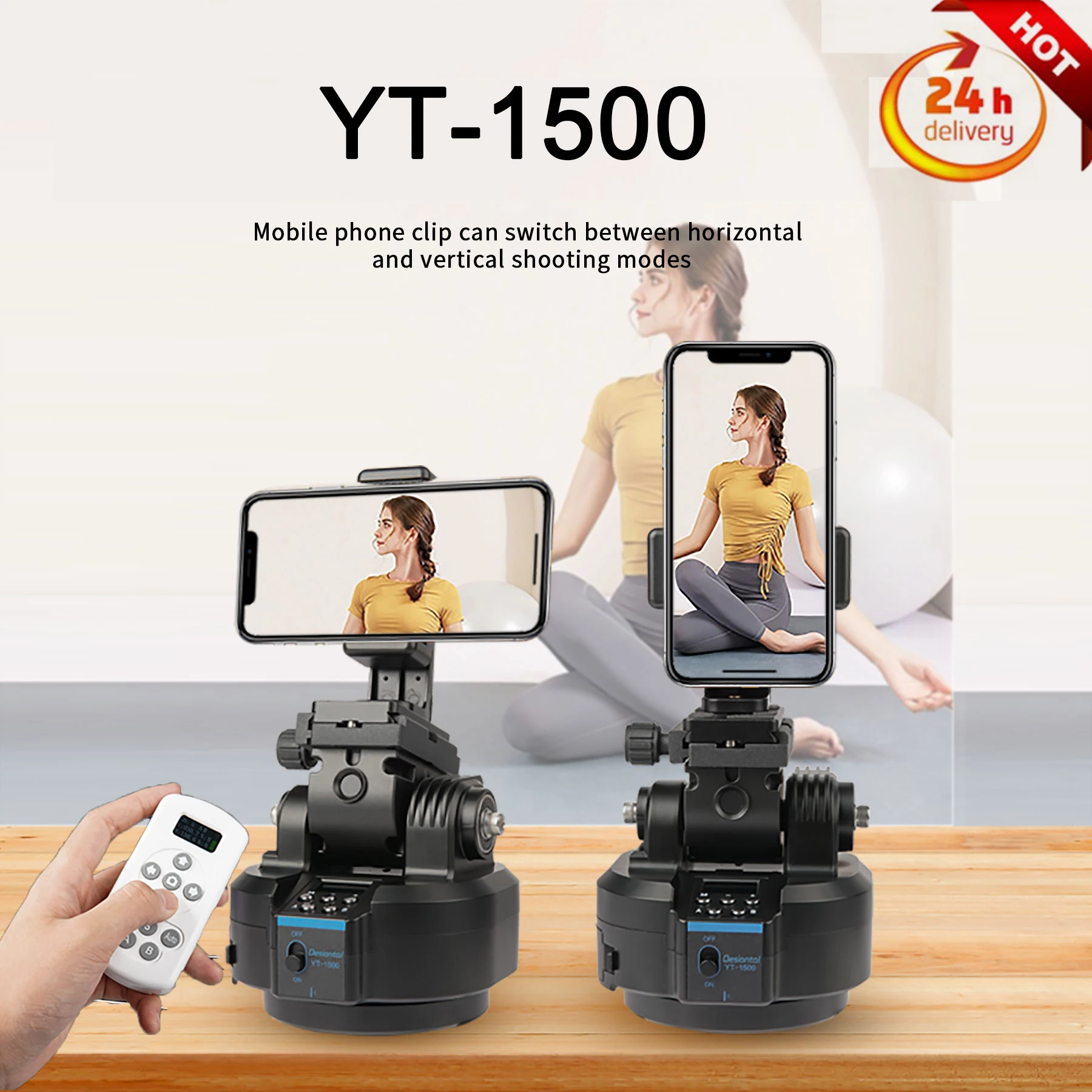 Desiontal YT-1500 Auto Motorized Rotating Panoramic Head Remote Control Pan Tilt Video Tripod Head Stabilizer for Video Shooting