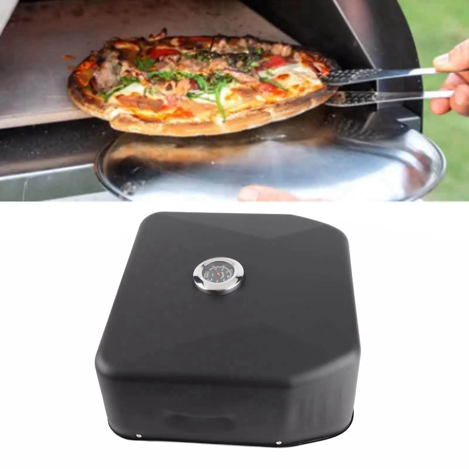 Grill Top Pizza Oven Grill Top Pizza Oven Waterproof Multifunctional Pizza Maker with Thermometer for Outdoor Picnic Black