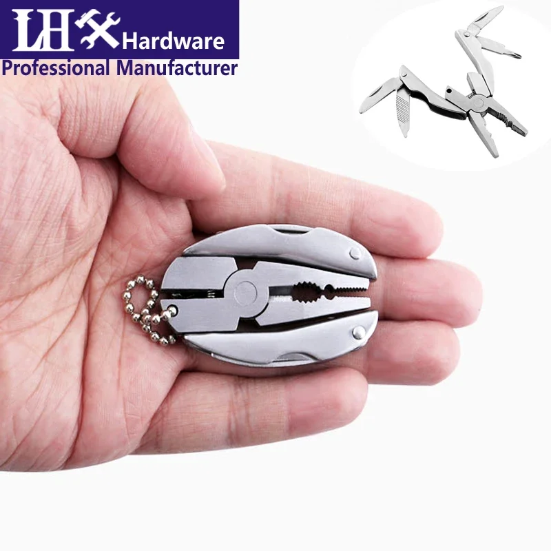 Folding Hand Tool Knife Plier Screwdriver Multifunction Keychain Mini Outdoor Tool Set for Travel Sport DIY LHX HX001 G