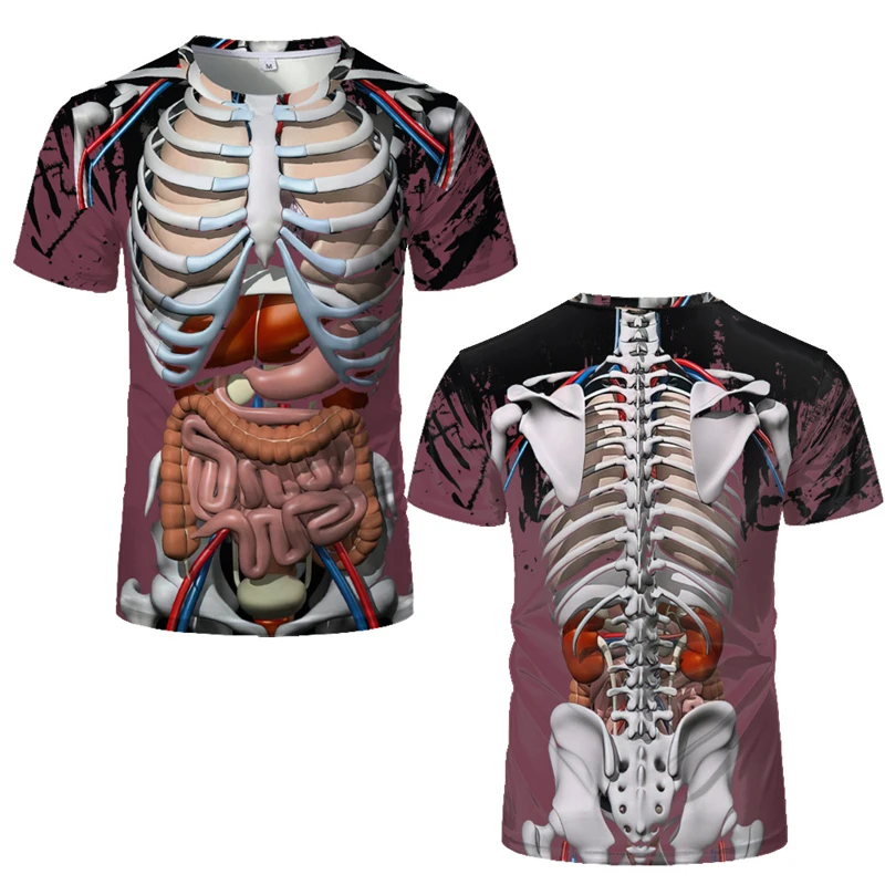

Funny Skeleton And Internal Organs Pattern T-shirt Summer Fashion Prank 3D Printed T-shirts Casual Oversized Streetwear Tees