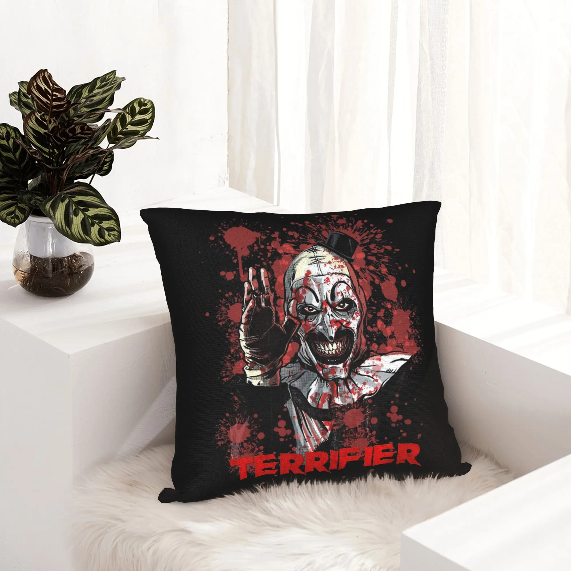 Terrifier Horror Art The Clown Pillowcase Printing Polyester Cushion Cover Decorative  Pillow Case Cover Home Zippered 18''